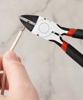 6 Inch Wire Cutters Heavy Duty Flush Cut Side Cutters Pliers trimming wire, close-up view in use