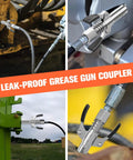 Upgraded 6 Jaw Lock On Grease Gun Coupler With Non Slip Double Handle No Wobble Quick Release And High Pressure Seal Up To 10000 PSI For Leak Free Performance Zerk Fittings Compatible With All Grease Guns Luckwagon