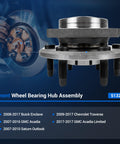 All-In-One 6-Lug Wheel Hub Bearing Assembly With ABS Front and Rear Fits 2008-2017 Buick Enclave, 2009-2017 Chevrolet Traverse