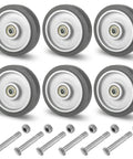 6-Piece Shopping Cart Wheel Replacement Kit With 5-Inch Wheels Axles Bolts And Washers Nylon And Polyurethane Construction