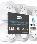 6 Rolls Clear Packing Tape Heavy Duty 1.88in x 55yds 2 Mil Thick For Carton Sealing, six rolls in packaging