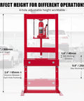6 Ton Hydraulic Shop Press with Plate, Adjustable H-Frame Garage Floor Hydraulic Benchtop Press with Adjustable Working Table Height