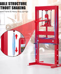 6 Ton Hydraulic Shop Press with Plate, Adjustable H-Frame, red color, close-up of spring mechanism, for car repair garage use