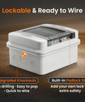 Lockable 6 Way DIN Rail Circuit Breaker Box UL94 V0 PC ABS IP65 Waterproof with upgraded knockouts and padlock slot