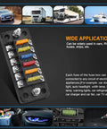 6 Way Blade Fuse Block With Negative Bus For 12V 24V Vehicles Waterproof Cover 6 Circuit Fuse Holder Installed View
