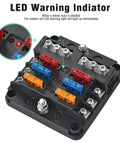 6 Way Marine Fuse Block Waterproof 12V And 24V Fuse Block With LED Indicator for electrical systems, close-up view