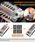 6 Way Blade Fuse Block With Negative Bus For 12V 24V Vehicles Waterproof Cover 6 Circuit Fuse Holder Negative Terminal Labels