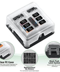 6 Way Marine Fuse Block Waterproof 12V And 24V Fuse Block With LED Indicator for Automotive systems, clear PC cover, latch system visible