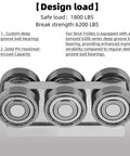 6 Wheel Trolley Assembly M5 Thread Rollers Four Bearing Trolley Assembly showcasing four custom deep groove ball bearings