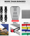 60 Piece Bungee Cords with Hooks Assorted Sizes 10 Inch 18 Inch 24 Inch 32 Inch 40 Inch Heavy Duty Outdoor Tie Downs with tarp clips, ball bungees, and cable ties.