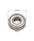 2 Pack 6000Z Deep Groove Ball Bearings 10mm x 26mm x 8mm, stainless steel, front view with dimensions shown