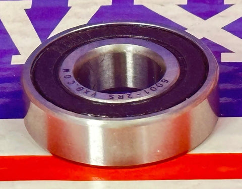 6001-2RS Ball Bearing 12x28x8mm 6001RS - Sealed, chrome steel with rubber seal, side view