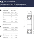 Technical diagram of Two Pack 6001-2RS Deep Groove Ball Bearings 12x28x8mm with specifications and dimensions for tight spaces.