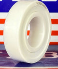 Close-up of 6003-2RS Full Ceramic Sealed Bearing 17x35x10mm ZrO2, showing white zirconia structure with PTFE seal.