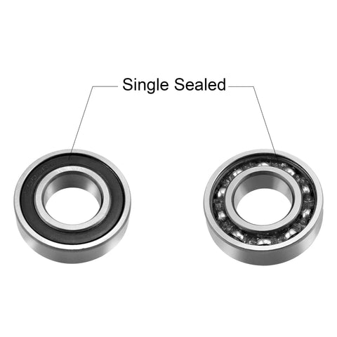 6003RS Deep Groove Ball Bearing Sealed 17mm x 35mm x 10mm Carbon Steel Bearing showing single sealed and open sides.