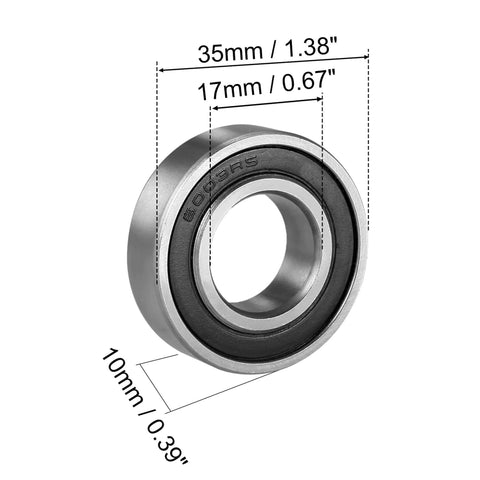 6003RS Deep Groove Ball Bearing Sealed 17mm x 35mm x 10mm Carbon Steel Bearing Universal Replacement For Machinery And DIY Projects