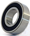 Side view of 6004-2RS C3 Clearance Sealed Bearing 20x42x12mm showing chrome steel construction and black seals