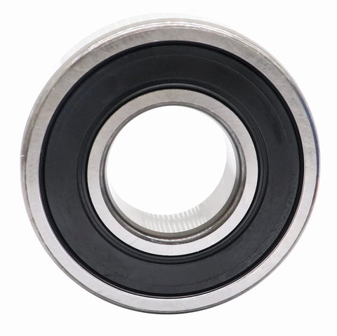 Front view of 2 Pack 6005-2RSH Deep Groove Ball Bearings 25x47x12mm with double rubber seals showing chrome steel construction.