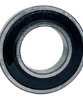 Single 6005-2RSH ball bearing with double rubber seals, showcasing 25x47x12mm dimensions and durable chrome steel race.