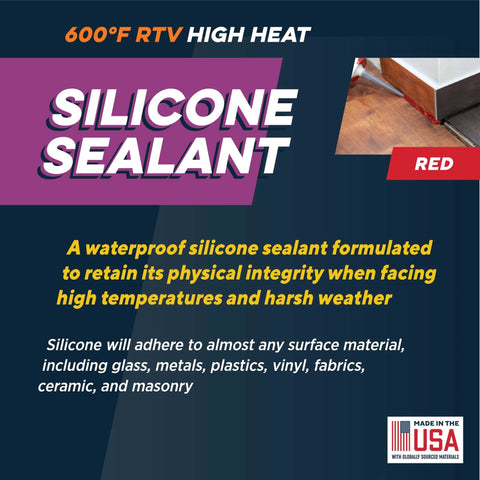 600 Degree Fahrenheit USA Made High Temperature Silicone Sealant Clear For Gasket Maker And Adhesives UV Stable Oil Resistant Non Corrosive Flexible Sealant For Glass Metal Plastic Wood Brick Tile Fireplaces Solar Panels, product packaging view.