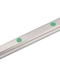 Close-up of Complete 600mm HGR15 Linear Rail Kit showing a segment of the rail with visible green markers for CNC routers and 3D printers