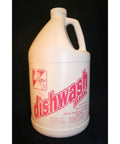 Sam dishwash pink dishwashing liquid in a white 5-gallon plastic jug, front view.