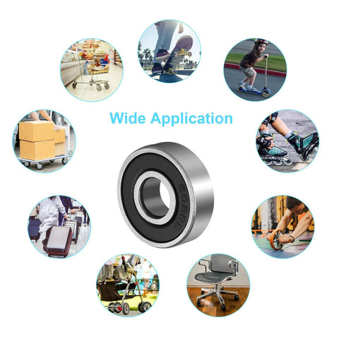 22-Pack 608-2RS Sealed Deep Groove Ball Bearings 8mm x 22mm x 7mm Double Rubber Shields, Precision Carbon Steel 608RS with wide application