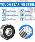 608 2RS Ball Bearings 8x22x7mm Deep Groove Rubber Sealed Set Of 10 Bearing Steel with features and tough material visuals