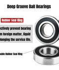 Close-up of 20-Pack 608-2RS Sealed Deep Groove Ball Bearings with rubber seals, GCr15 bearing steel, for industrial applications.