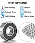 20 Pcs 608 2RS Ball Bearings Deep Groove Double Rubber Sealed Miniature 8x22x7 Mm Bearing Steel, heat resistant and durable