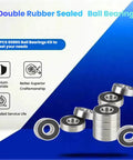 Pack of 20 608-2RS sealed 8x22x7mm deep groove ball bearings in bearing steel with double rubber seals for skateboard longboard