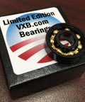 608 Black Ball Bearing - Bronze Cage - Gold Look Fidget Limited Edition 8x22x7mm, showing bearing on VXB.com box.