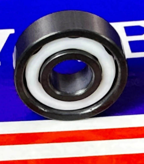 Close-up of 20-Pack 608 Full Ceramic Si3N4 Open Skate Bearings, showcasing the sleek ceramic design and precision engineering.