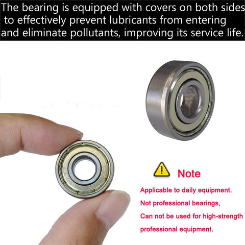 Close-up of 608ZZ Ball Bearing Double Shielded Deep Groove 8x22x7mm held between fingers, showcasing both sides and shielded design.