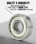 Close-up of 608ZZ Pre Lubricated Roller Skate Wheel Bearing, ABEC-5 Chrome Steel, ideal for inline skates, scooters, and skateboards.