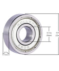 Close-up view of 608ZZ pre lubricated roller skate wheel bearing with size dimensions and focus keyword 608ZZ Pre Lubricated Roller Skate Wheel Bearings For Inline Skates Roller Blades Scooters RipStiks And Skateboards Chrome Steel ABEC 5 And ABEC 1 Bearings 20 Pack Ideal For Long Lasting Smooth Rotation On Skates Scooters And Boards.