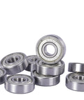 608ZZ pre lubricated roller skate wheel bearings for inline skates, stack of chrome steel bearings, ABEC 5 and ABEC 1, 20 pack