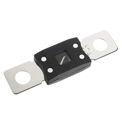 Image of 60A ANM Bolt-On Fuse Pack for Cars, Trucks, RVs, Buses and Caravans, Time-Delay Slow-Blow High-Current Replacement for MEGA AMG Fuses, 32V DC, Copper Alloy Heat Sink, Riveted Connection, Pack of 2. Front view showing bolt-on design and copper alloy heat sink.