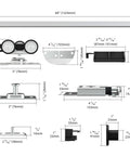 60 Inch Bifold Door Hardware Kit for Four Doors Aluminum Top Mounted Sliding Barn Door Hardware components and measurements