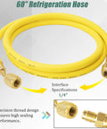 Yellow 60 inch refrigeration hose with 1/4 inch fittings for Nitrogen Regulator For HVAC With 60 Inch Hose Pro Grade Purging Tool