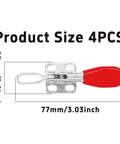 Durable 60 Lb Holding Toggle Clamp Kit For Woodworking And Welding With Anti Slip Quick Release, four-pack, product dimensions shown