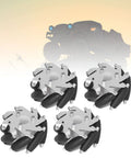 4 Pcs Mecanum Wheel 60mm Omni Directional Wheel Aluminum DIY Smart RC Robot Left Right Drive Components With Rubber Rollers visible in front of car