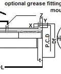 Diagram of ✝️ TRFC60UU NB 60mm Slide Bush Bushings Motion Linear Bearing with dimensions and mounting holes, designed for smooth motion.