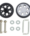 60mm Diameter 12mm Wide Replacement Suitcase Wheels Kit For 360 Spinner Luggage with bearings, axles, wrenches, screws, and washers