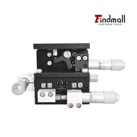 Front view of 60 X 60mm XYZ Linear Stage 3 Axis Manual Linear Stage XYZ Sliding Platform Trimming Bearing Tuning Platform.