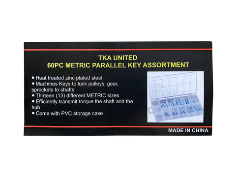 Packaging for 60 Piece Keystock Bar Assortment Set For Lock Pulleys Gears And Shafts Keyway Kit With SAE And Metric Sizes