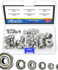 60 Piece Miniature Ball Bearing Set Carbon Steel Deep Groove Bearings with storage case and assorted sizes shown