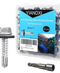60pcs #10 x 1 Metal Roofing Screws with EPDM Rubber Washers, 410 Stainless Steel Hex Head Self Tapping Screws box