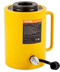 Yellow 60T 2 Inch Hydraulic Cylinder Jack Hollow Single Acting Hydraulic Ram Cylinder with handle and valve, industrial use.