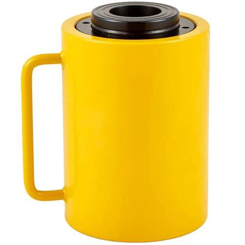 ✝️ 60T 2 Inch Hydraulic Cylinder Jack Hollow Single Acting Hydraulic Ram Cylinder 50mm Hydraulic Lifting Cylinders yellow casing